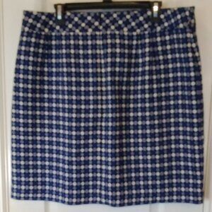 Talbot's Wool Blend Skirt Blue/Black Geometric Print Size 16 NWT